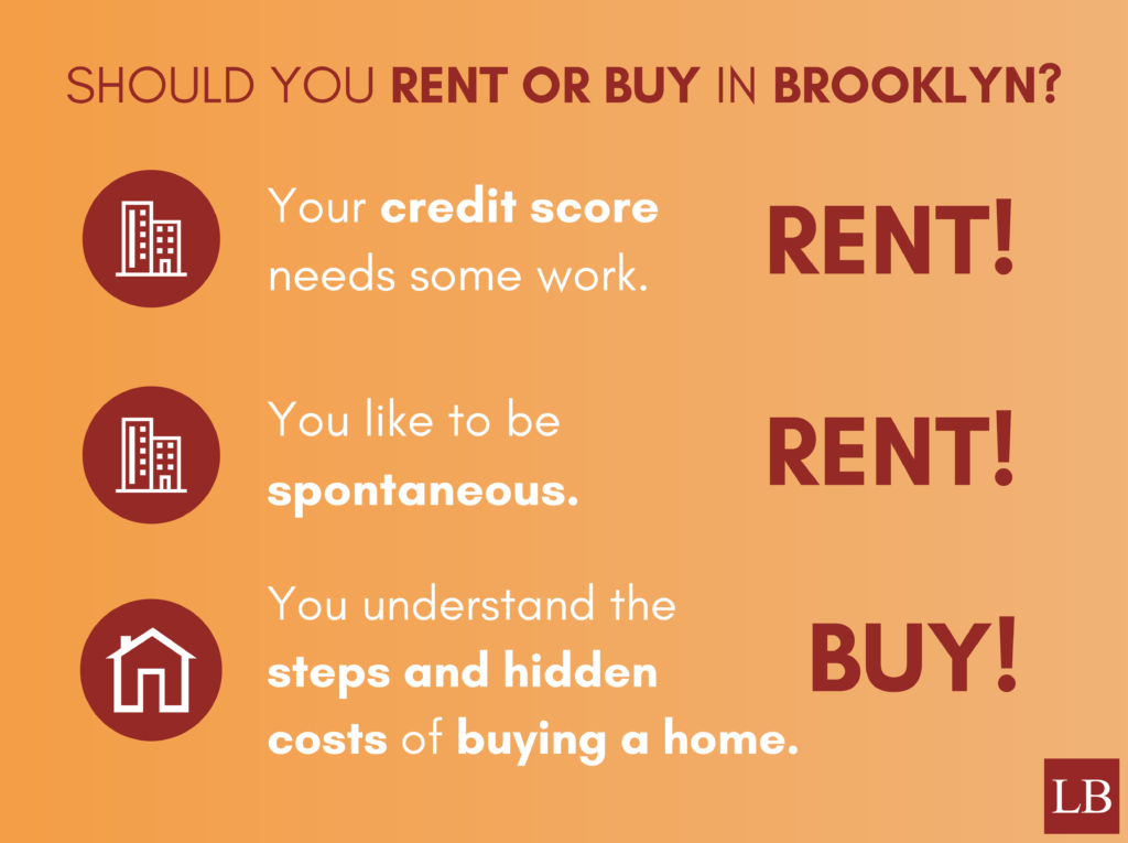 If you're spontaneous or have a low credit score, you should rent in Brooklyn. 